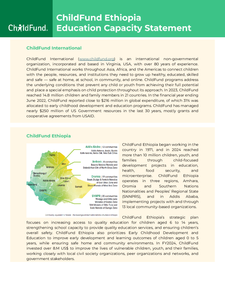 ChildFund Ethiopia Education Capacity Statement (2024)